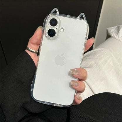 Fashion Clear 3D Cute Cat Ears Phone Case For iPhone