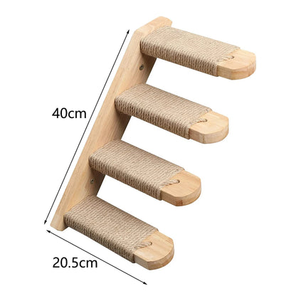 Peffect Cat Wall Shelf and Stairway with Sisal Rope Scratching Post for Climbing