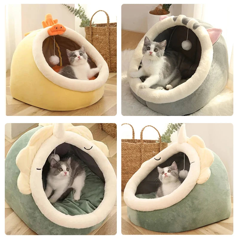 Warm Cat Kennel Nest,Round Cozy Sleeping Cave for Kittens and Small Pets