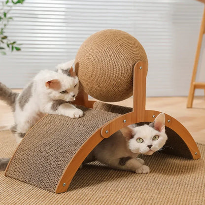 2-in-1 Wooden Cat Scratcher Ball