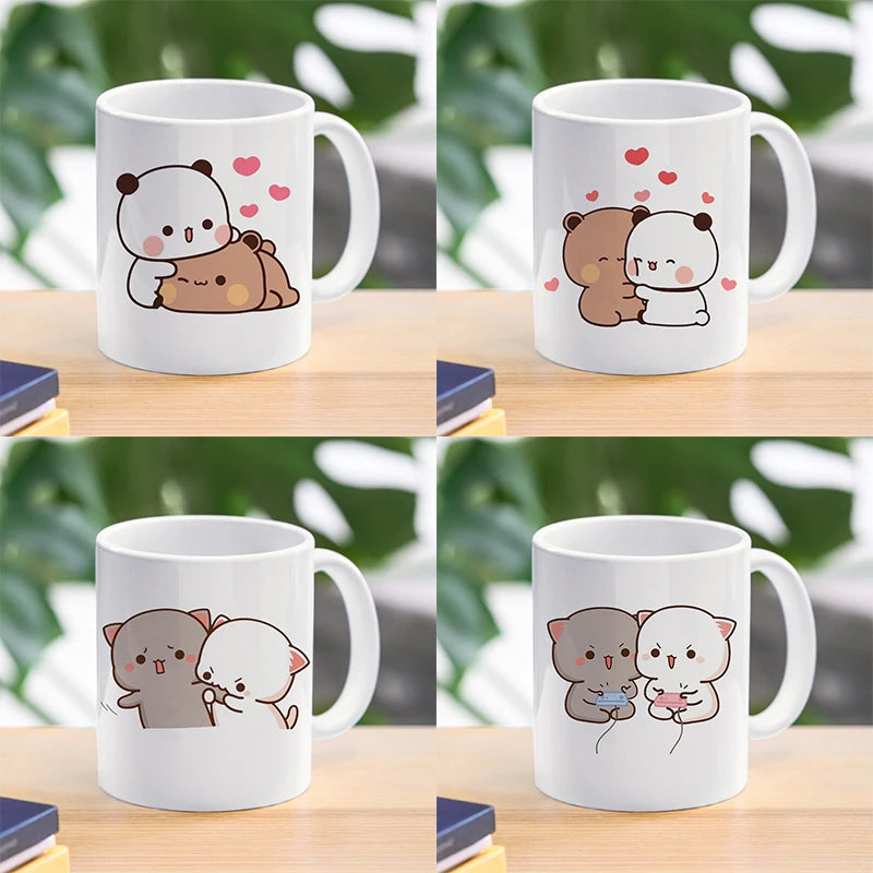 Panda Bear Bubu Dudu Coffee Milk Mug, Mocha Cat Panda Bear Couple Creative Mug, Free Ship