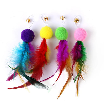 9 Pack Colorful Feather Replacement Head Funny Cat Stick