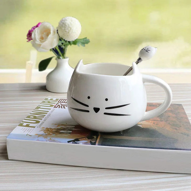 Cartoon Cat Mugs, 400ml Drinkware, Nice Friend Gifts, Free Ship.