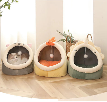 Warm Cat Kennel Nest,Round Cozy Sleeping Cave for Kittens and Small Pets