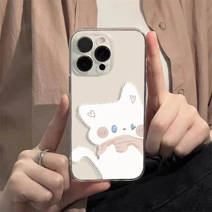 Cartoon Black White Cat Couple Paired Phone Case