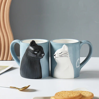 3D Cartoon Cat Mug, Creative Handle Ceramic Mug for Tea and Coffee, Free Ship