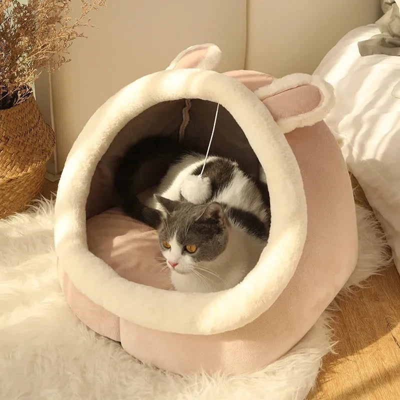 Warm Cat Kennel Nest,Round Cozy Sleeping Cave for Kittens and Small Pets