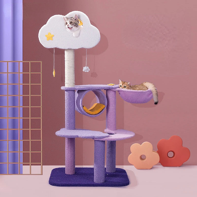 Purple Cloud Cat Tree - Indoor Cat Scratcher & Climbing Set